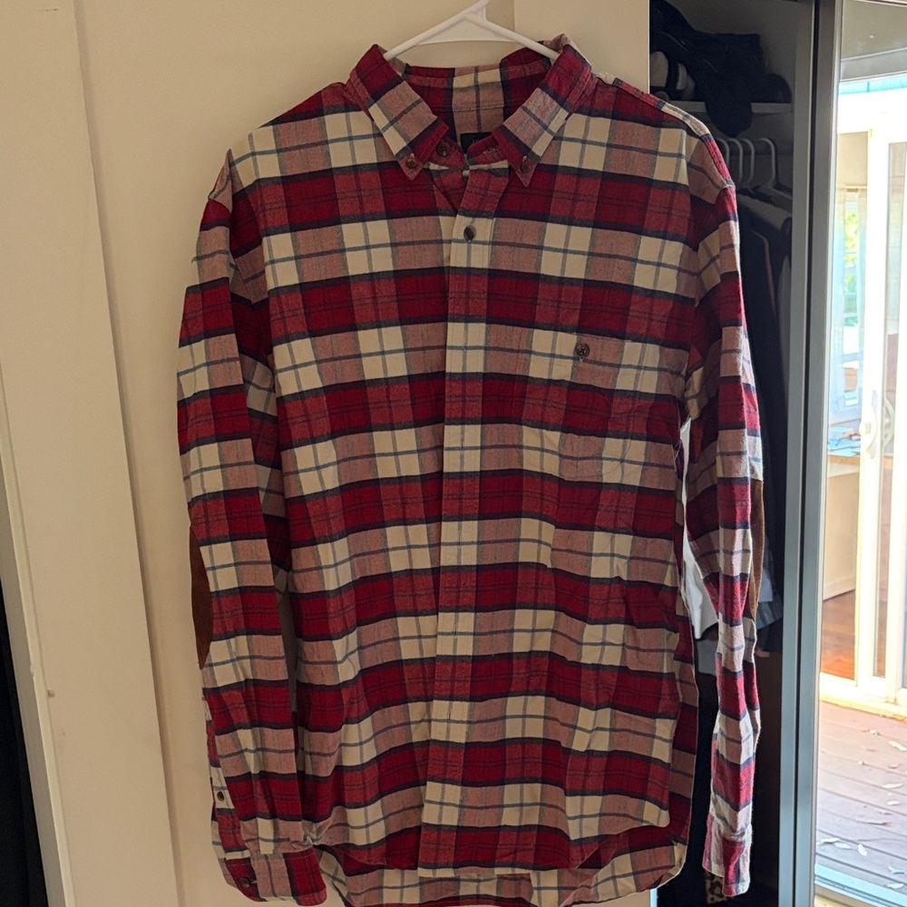 Men's Red Plaid Button-Down Shirt